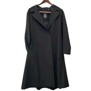 Ecoalf Women Sz 18/20 Trench‎ Coat Black Hip Pockets Long Sleeves Minimalist